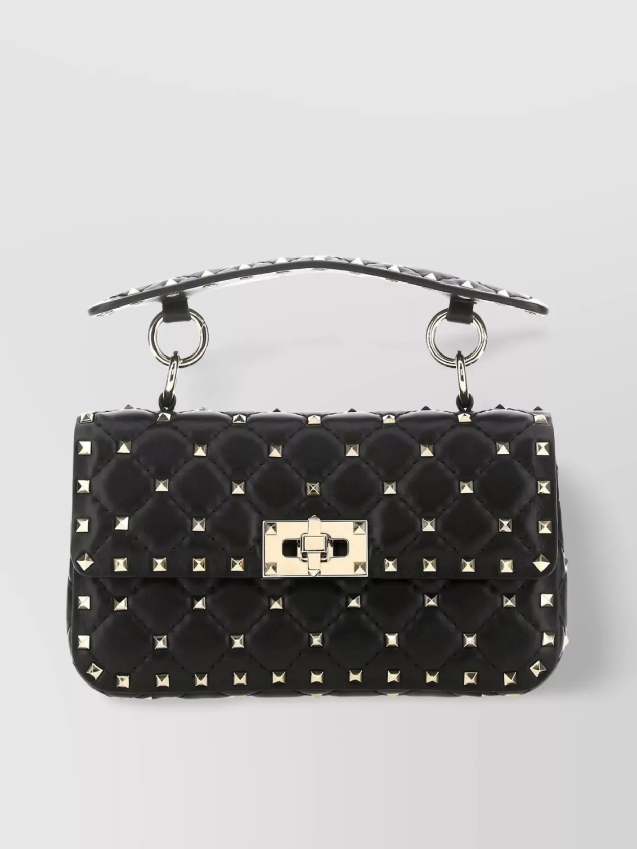 Valentino Garavani Black Nappa Leather Small Rockstud Spike Handbag In Black