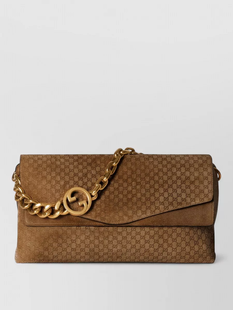 Gucci Chain Clutch Bag Monogram Pattern Strap