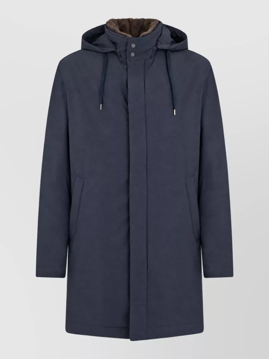 Herno Hooded Windbreaker Jacket In Blue