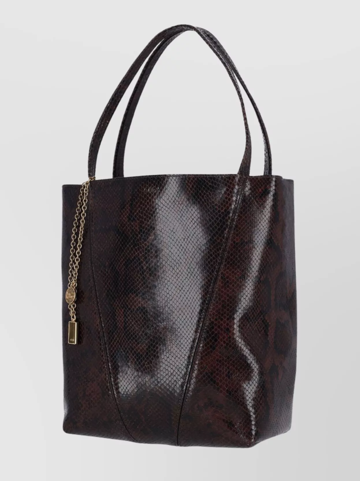 Chloé Snake Print Chain Detail Tote Bag