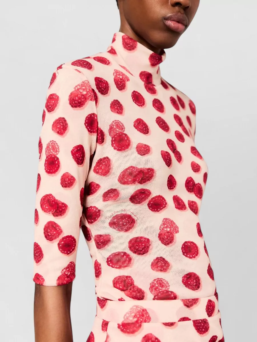 Stella Mccartney Printed Mesh Long-Sleeve Top
