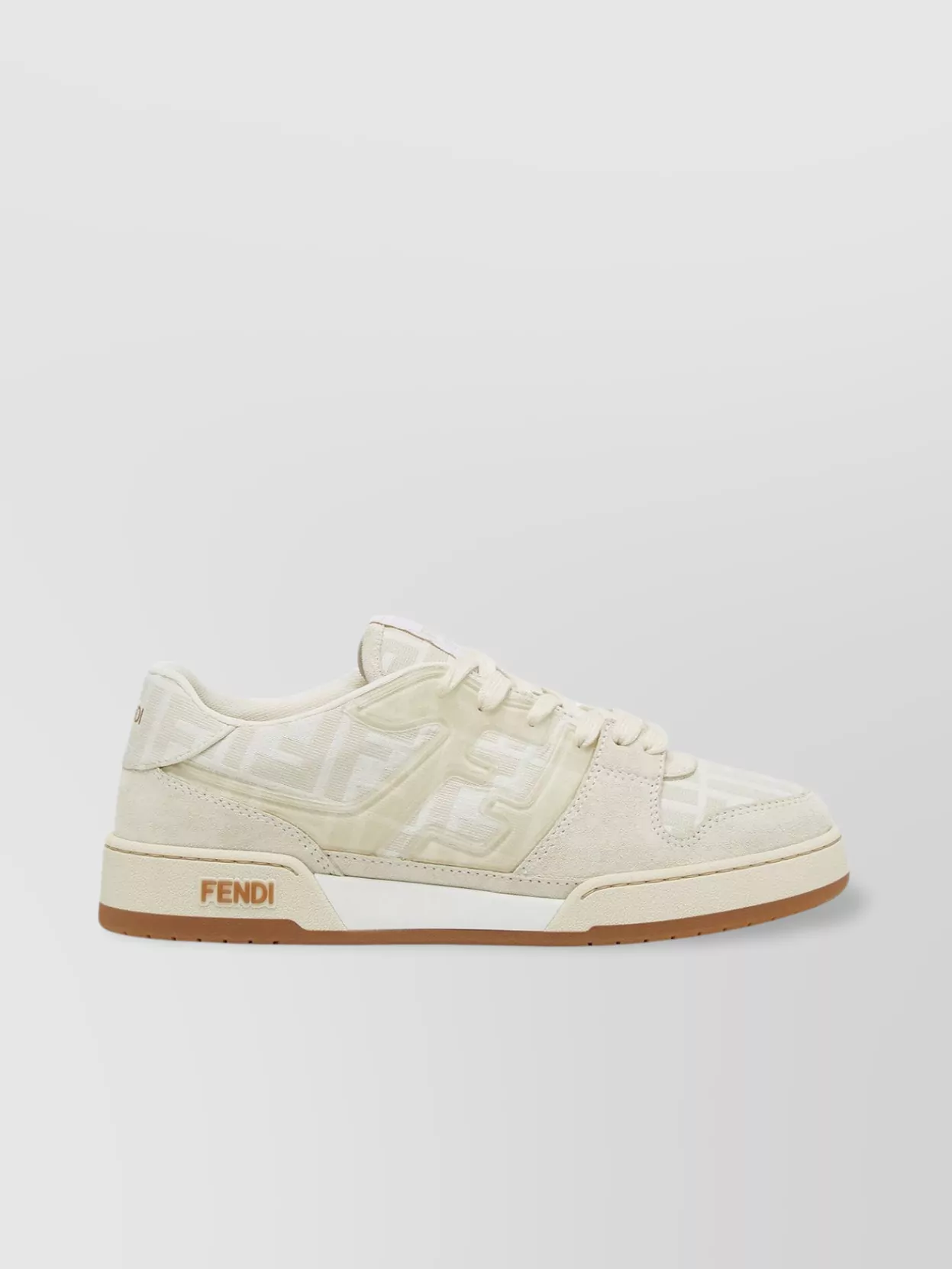 Shop Fendi Jacquard Ff Injection Sneakers In Beige