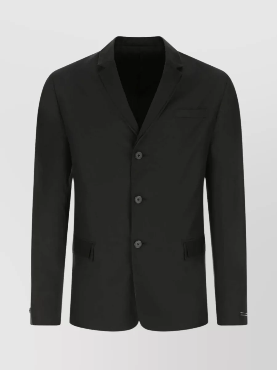 Shop Prada Structured Silk Blazer With Notch Lapel In Black