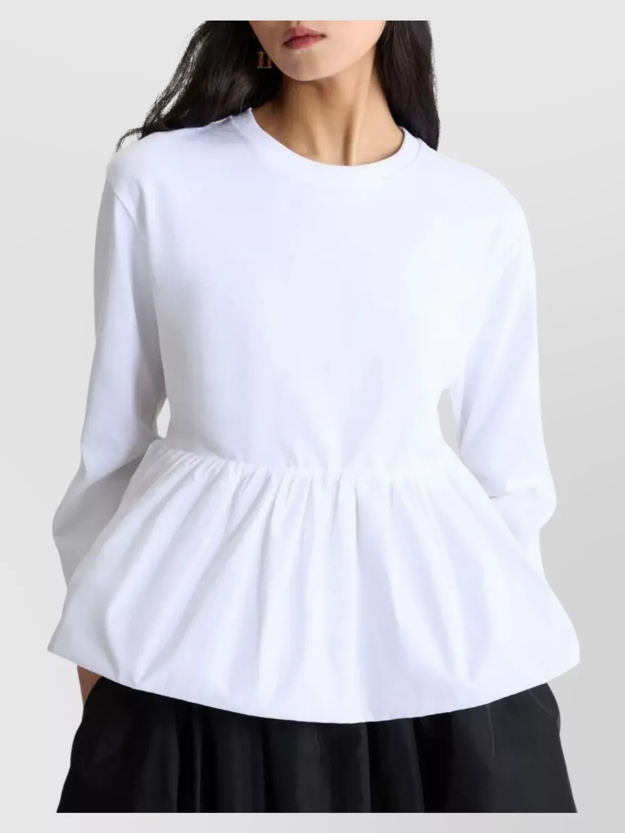 Patou Organic Cotton Faille Peplum T-Shirt With Ruffle Hem