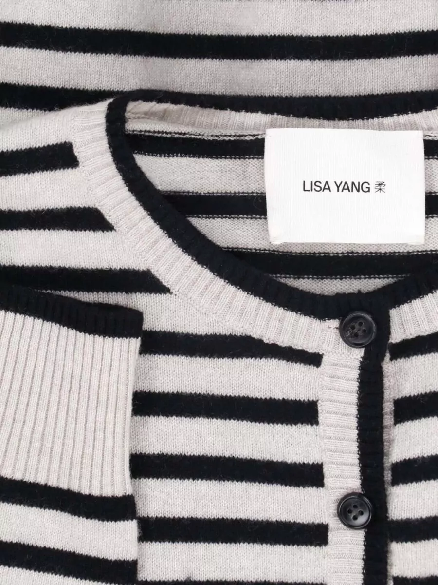 Lisa Yang Cashmere Striped Crewneck Cardigan