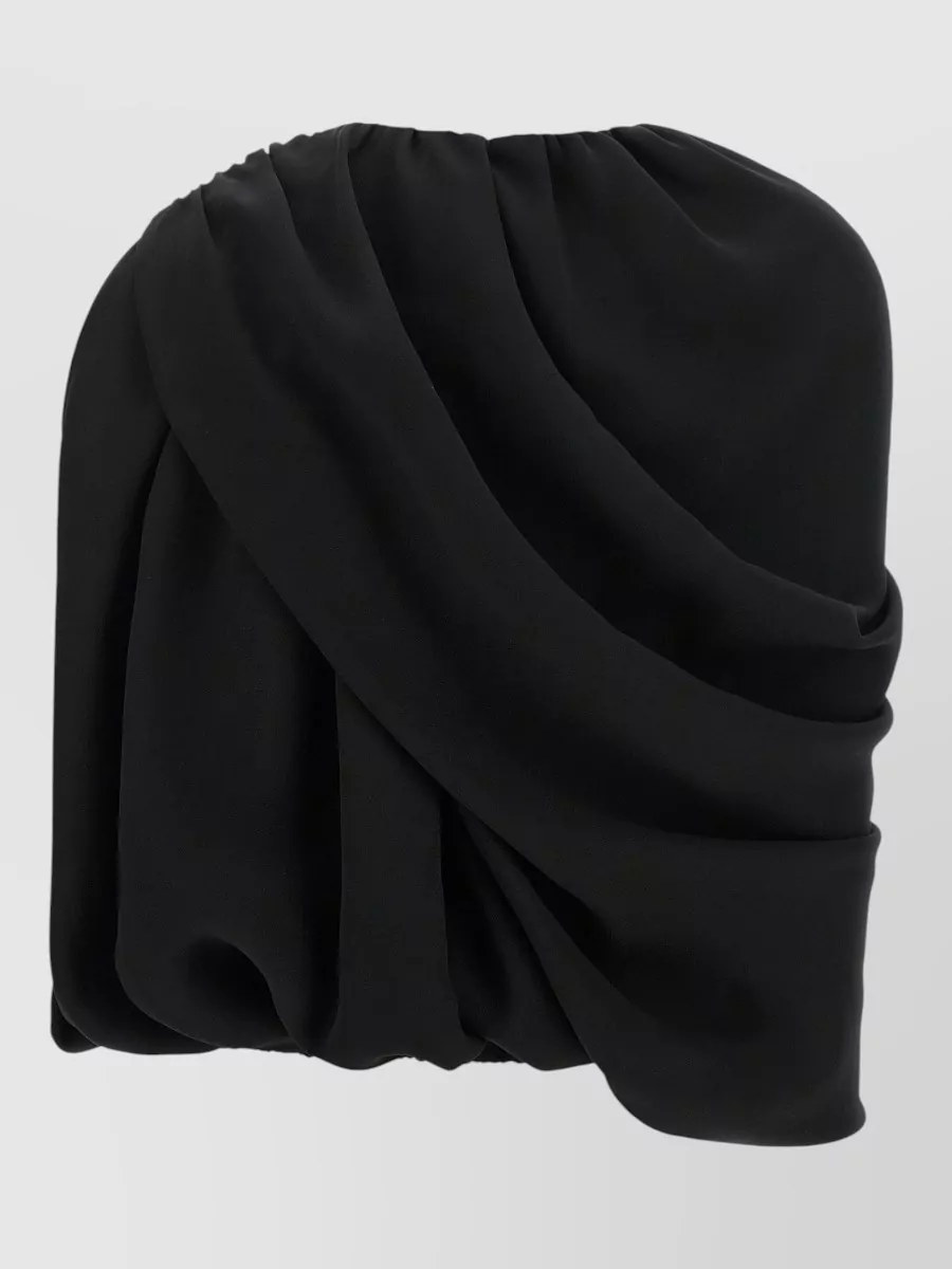 Balenciaga Silk Asymmetric Draped Cropped Top