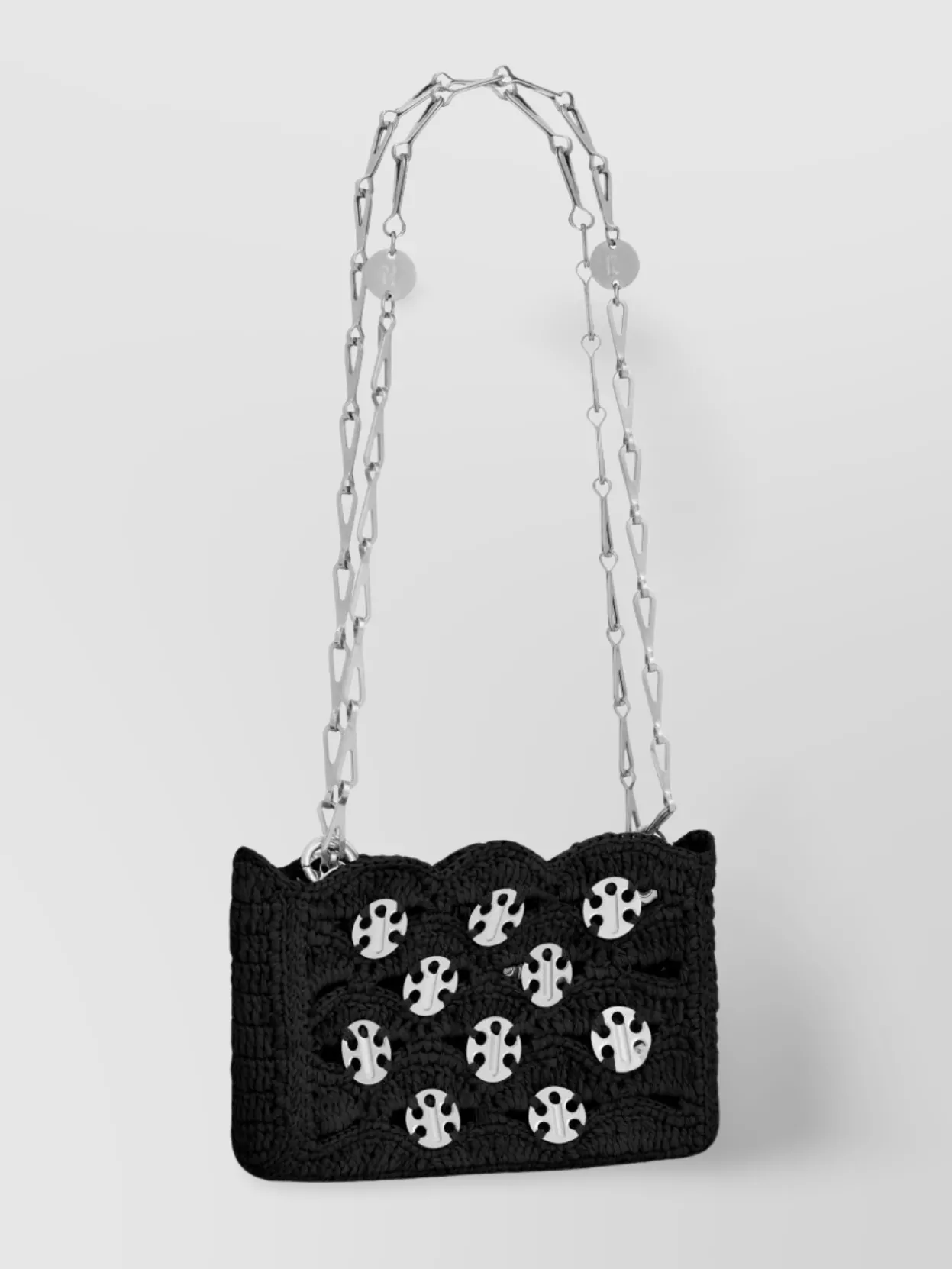 Paco Rabanne Raffia Woven Crochet Shoulder Bag Disc