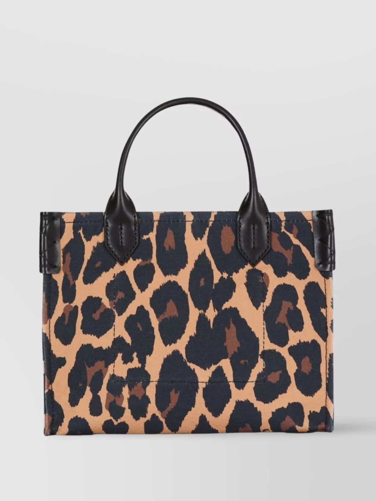 Balmain Animal Print Leather Trim Top Handle Tote Bag