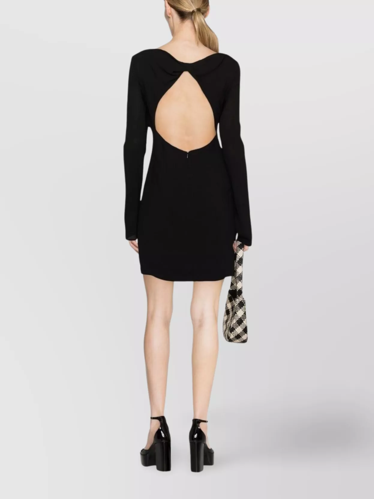 Blumarine Fitted Mini Dress Long Sleeves In Black
