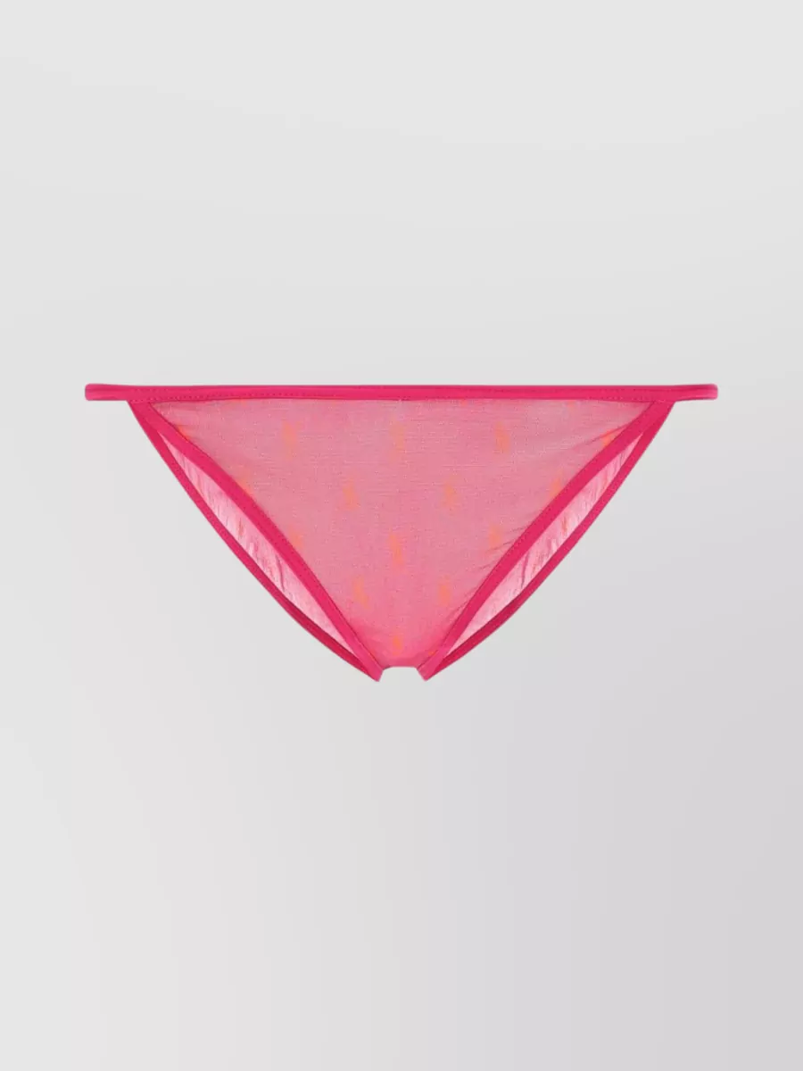 Shop Saint Laurent Delicate Embroidered Nylon Brief In Pink