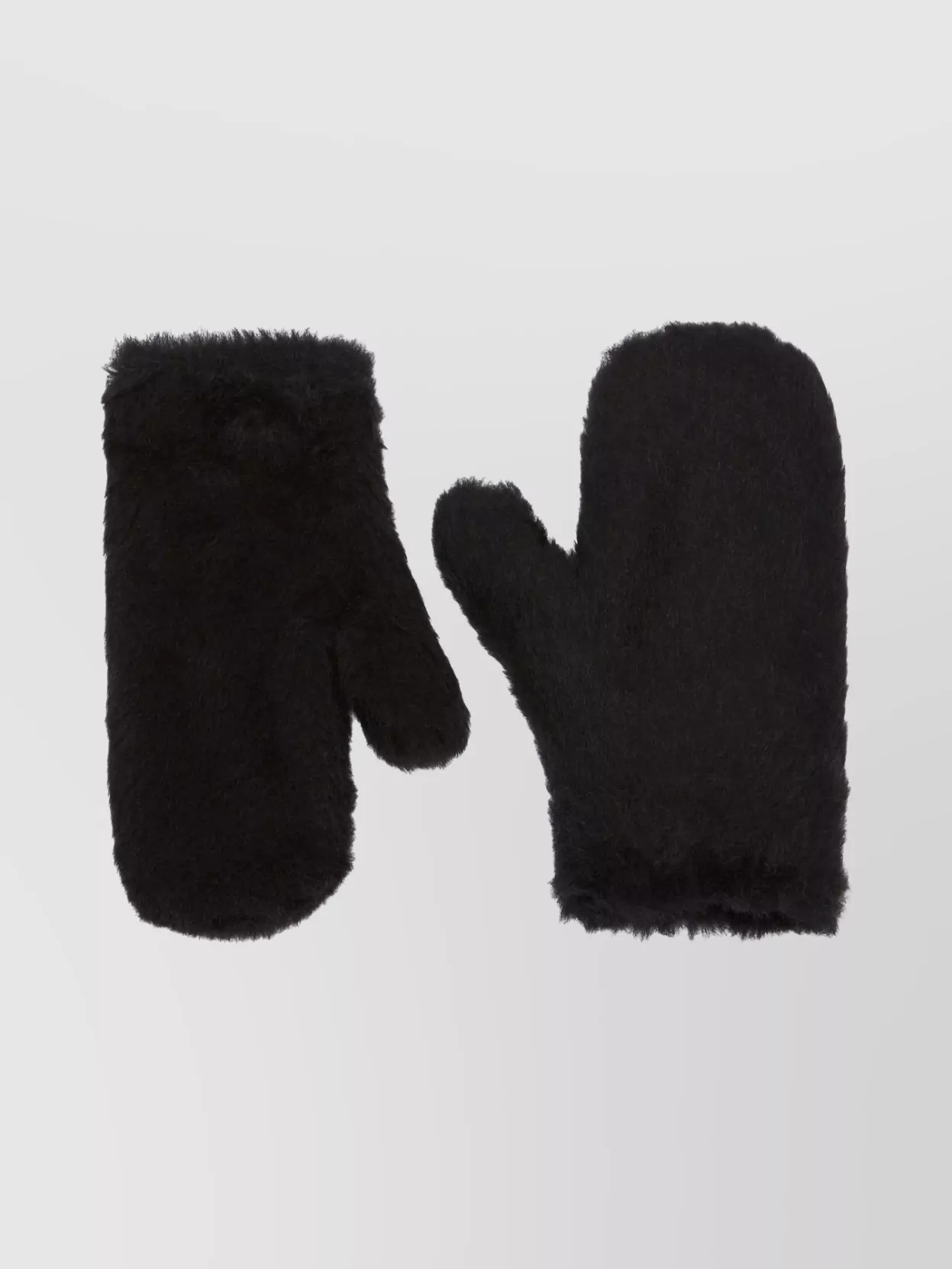 Max Mara Corded Faux Fur Mittens With Attached Cord In Black