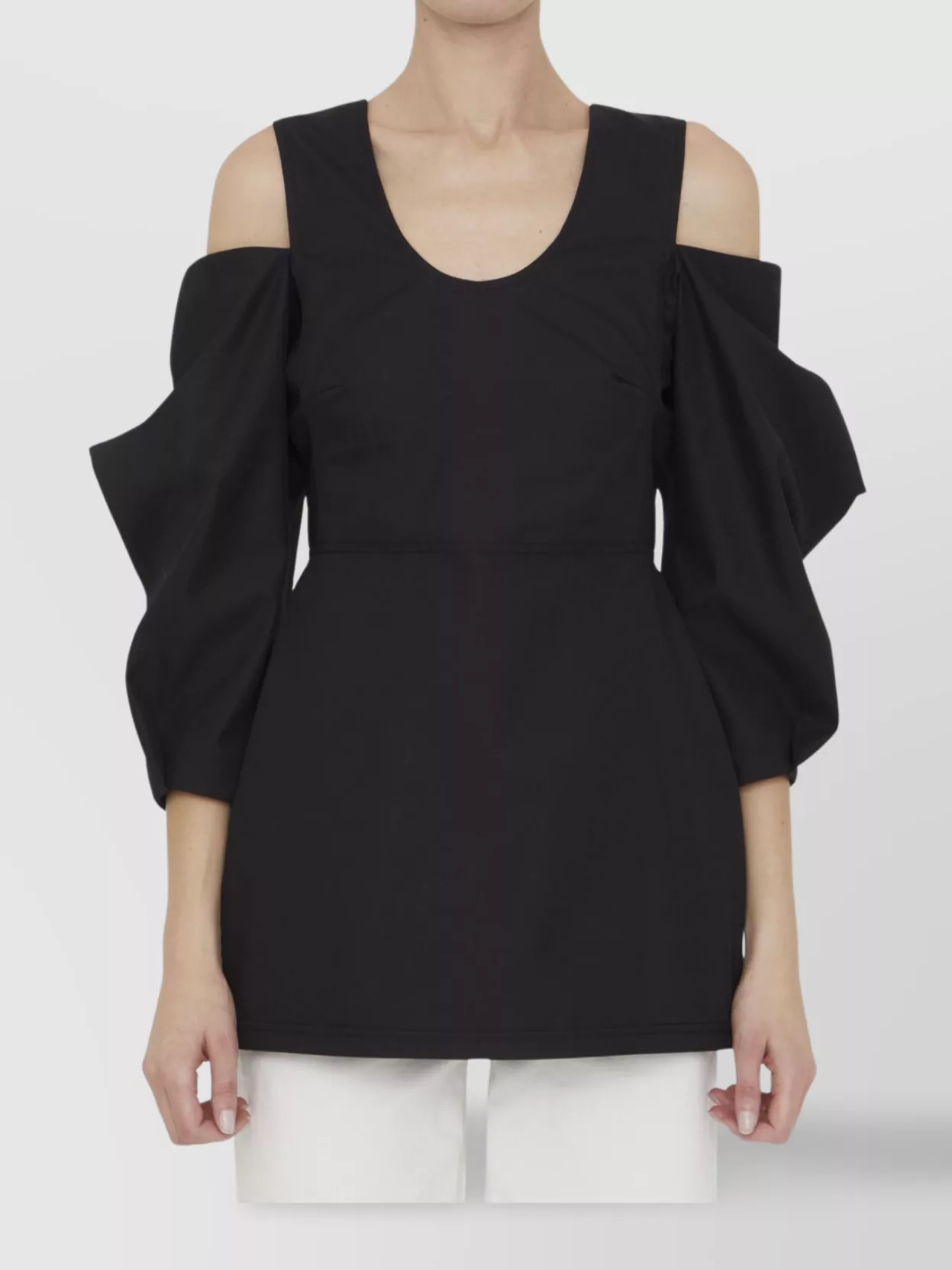 Jil Sander Cut-out Cotton Top In Black