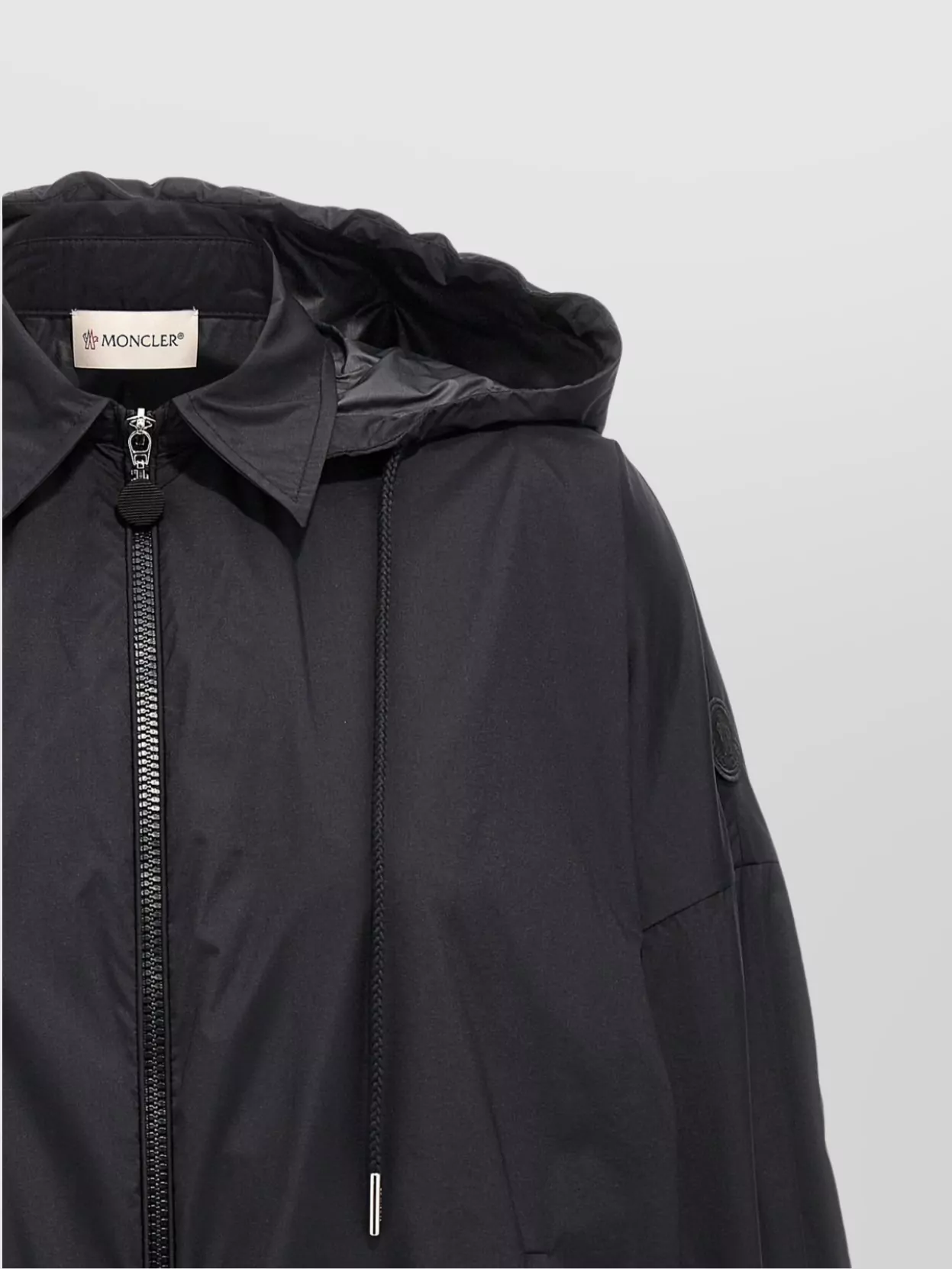 Shop Moncler Ruffled Windbreaker Drawstring Hood