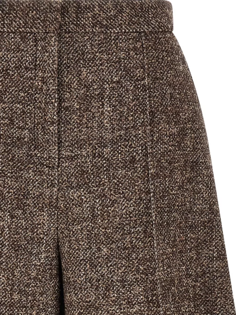 Agnona Wool Silk High-Rise Wide-Leg Bermuda Shorts