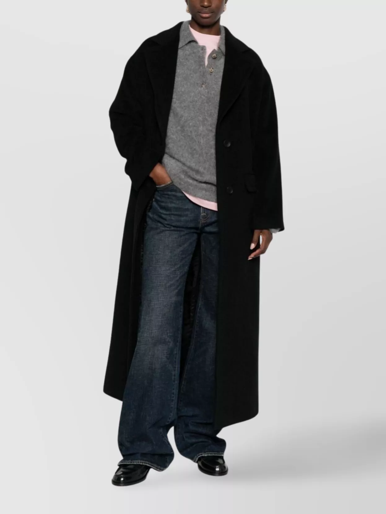 Tagliatore Wool Coat With Notched Lapel And Pockets In Black