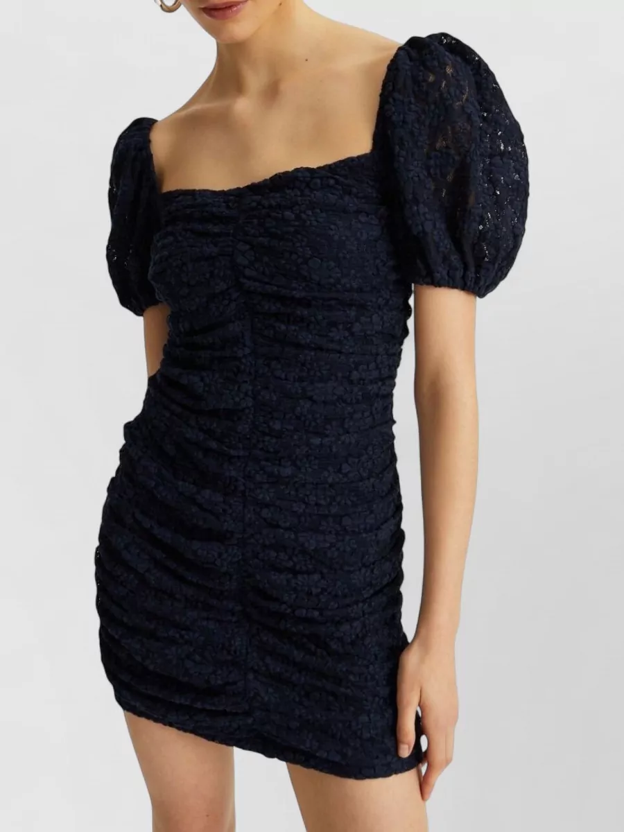 Rotate Lace Square Neck Puff Sleeve Mini Dress