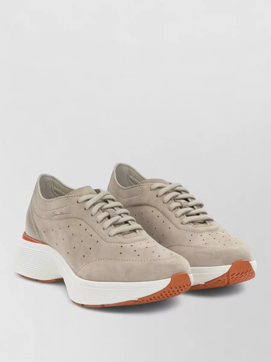 Santoni leather high sneakers