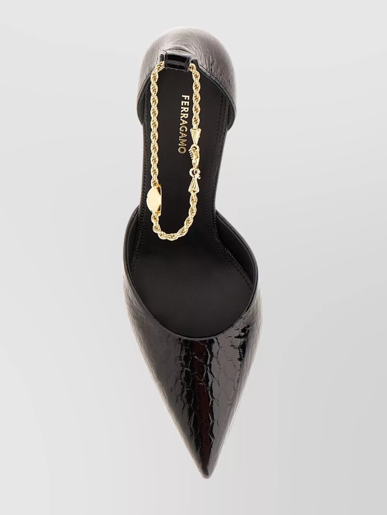 Ferragamo Dana Crocodile Chain Pumps