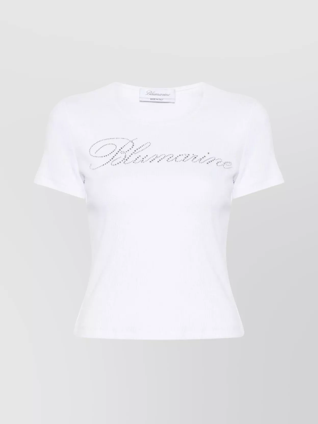 Blumarine Rhinestoned-logo Cotton T-shirt In White