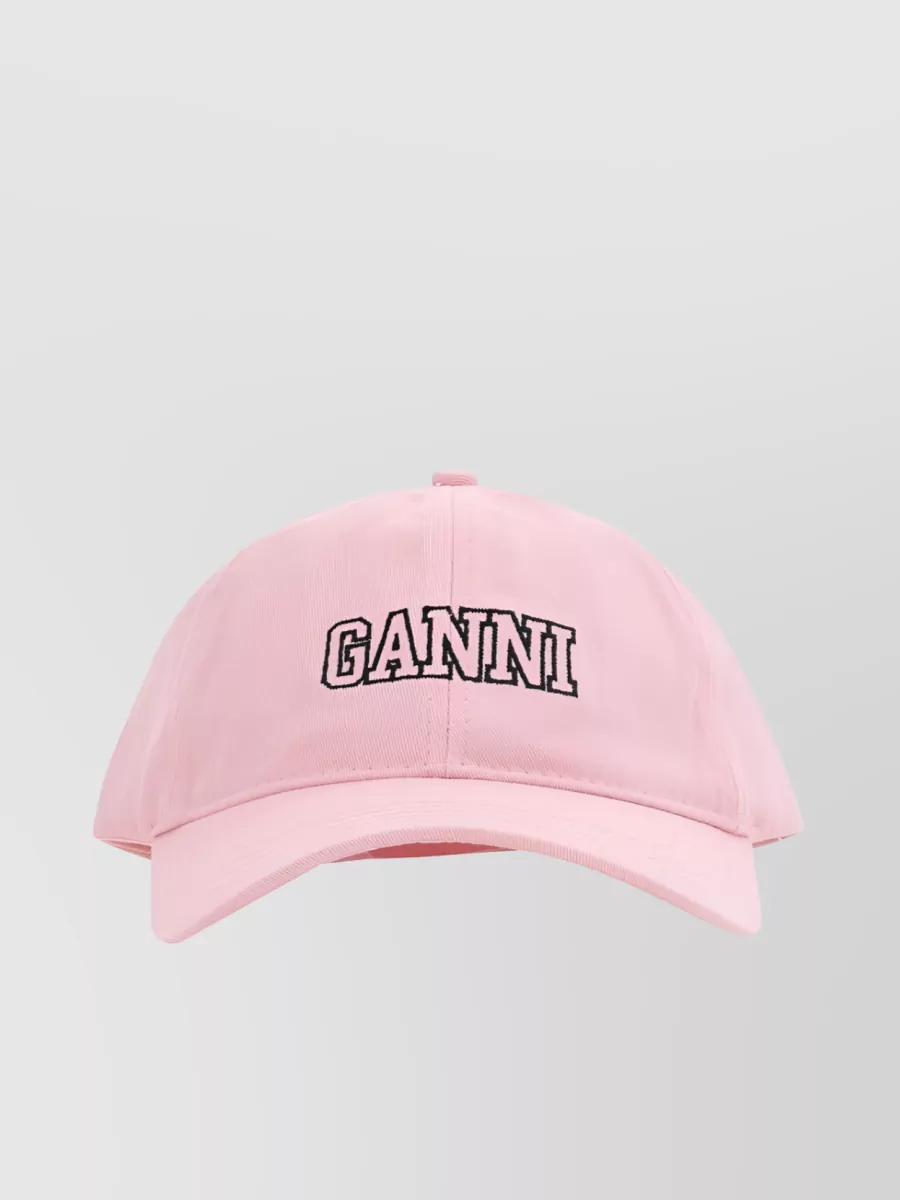 Shop Ganni Embroidered Logo Baseball Cap In Pastel