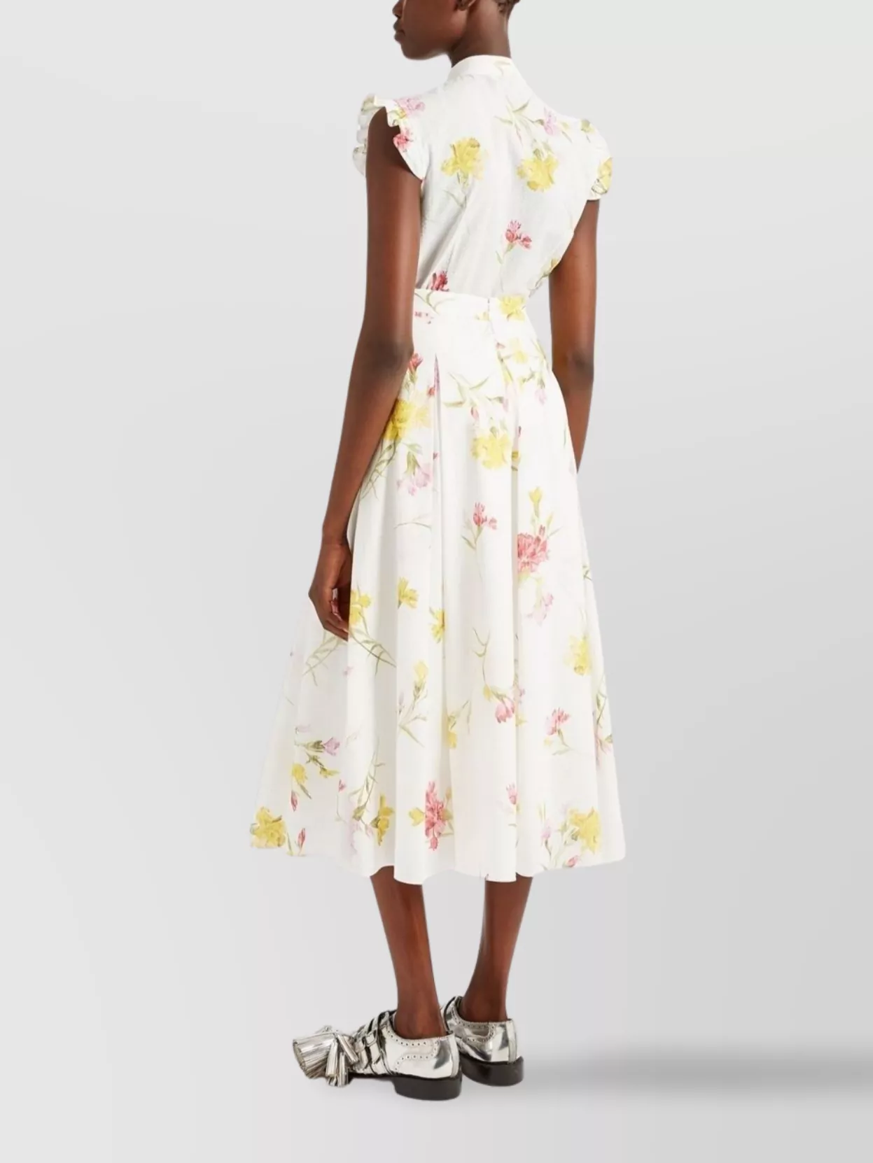 ERDEM CASUAL FLORAL RUFFLED SLEEVELESS TOP 