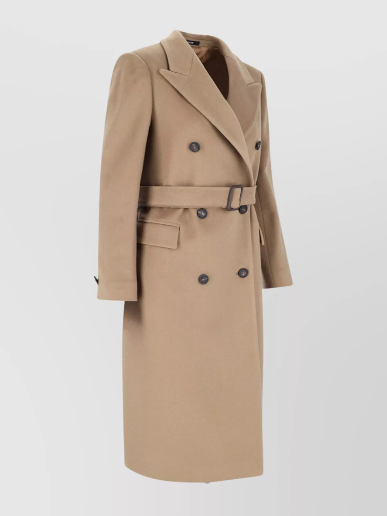 Tagliatore Waist Belted Buttoned Long Lapel Jacket