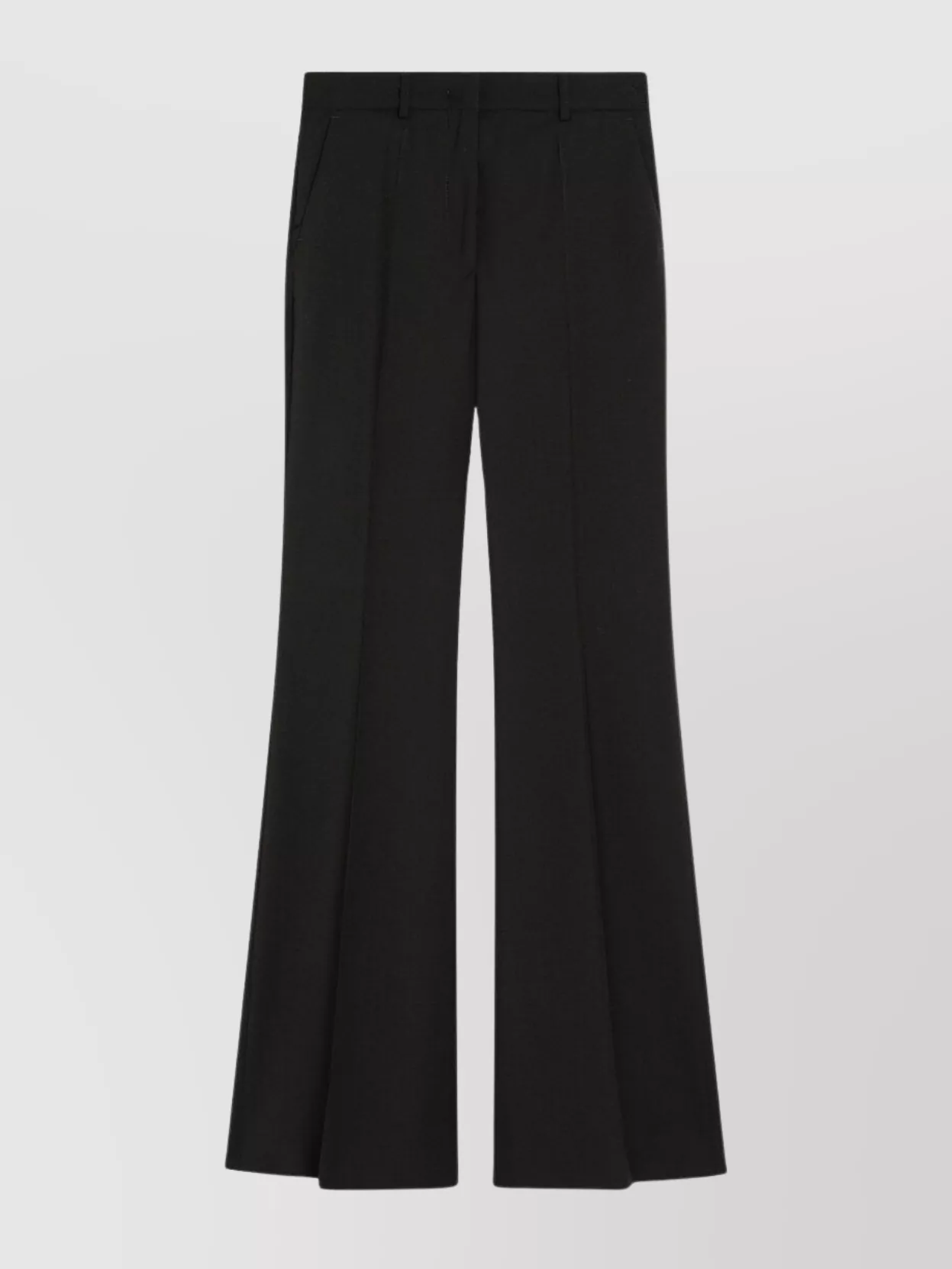 Sportmax Stretch Wool Flared Trousers And Pockets In Black