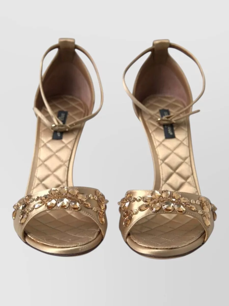 Dolce&Gabbana Silk Crystal Embellished Ankle Strap Sandals