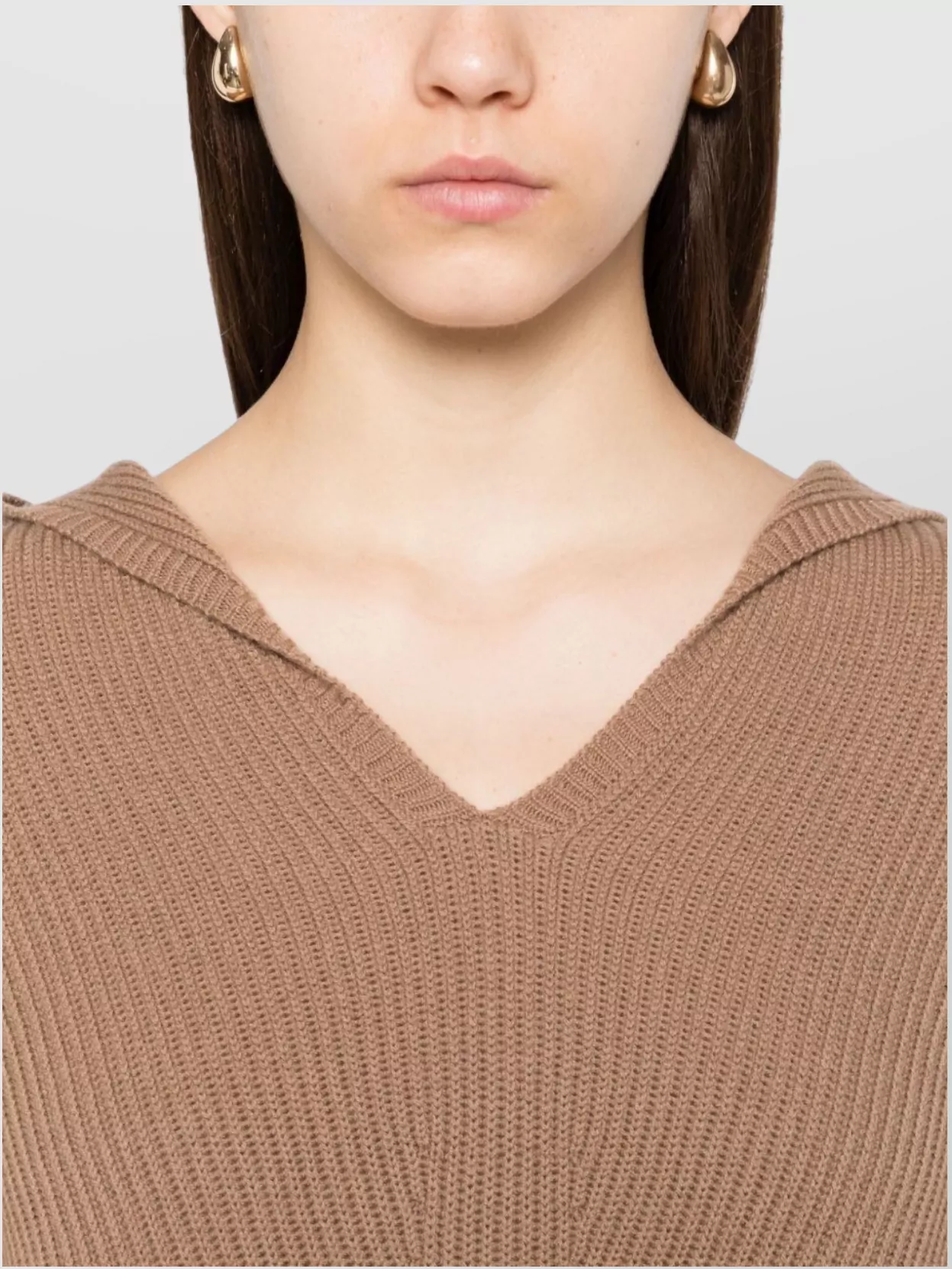 S Max Mara Wool Hooded A-Line Sweatshirt