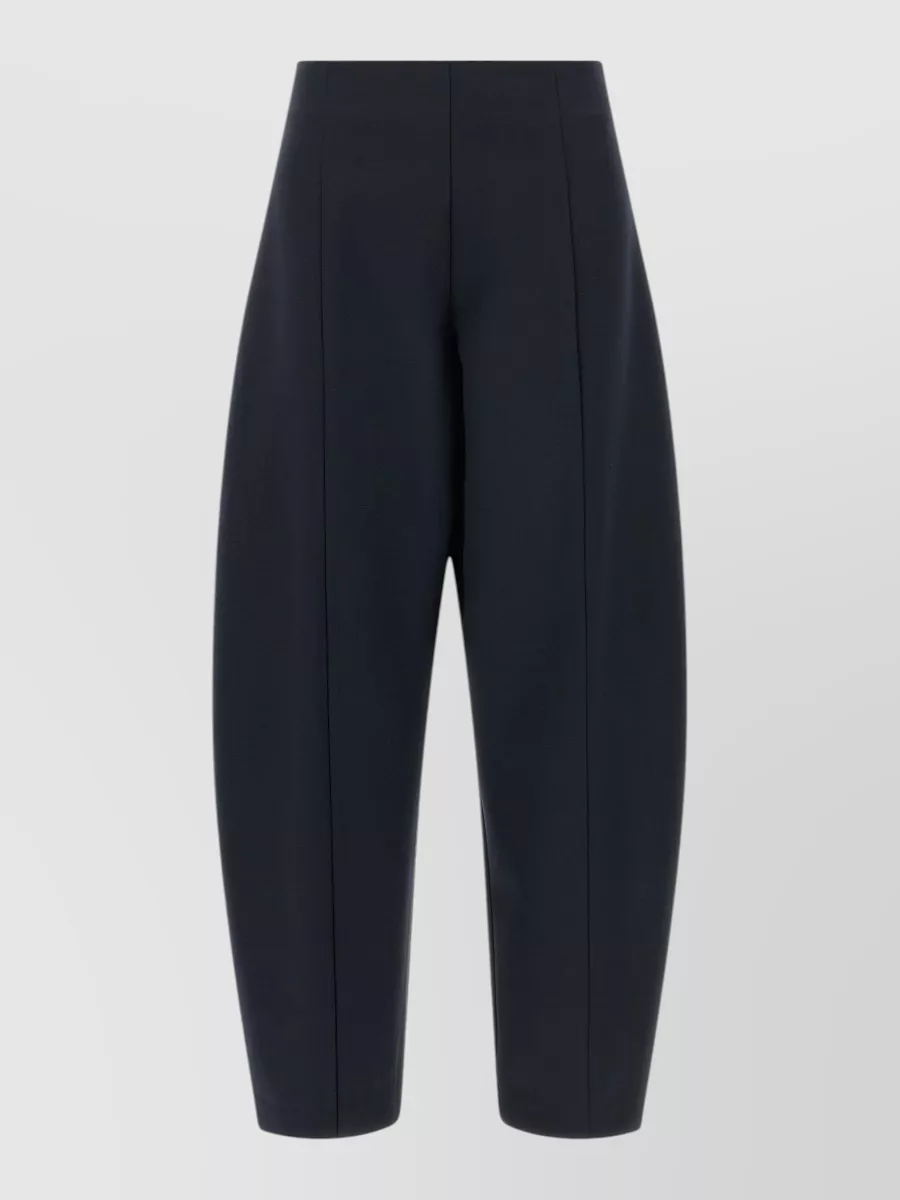 Nude high-rise cropped balloon wool tailored trousers