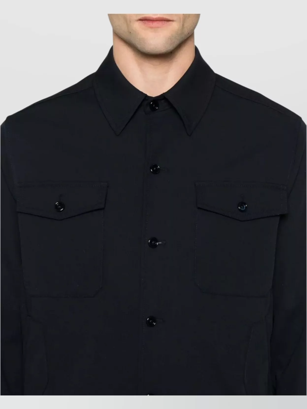 Lardini Men's Wool Shirt Jacket Pockets