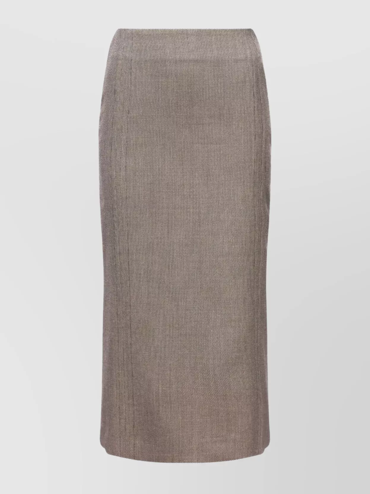 Mm6 Maison Margiela High Waist Midi Skirt With Back Slit In Brown