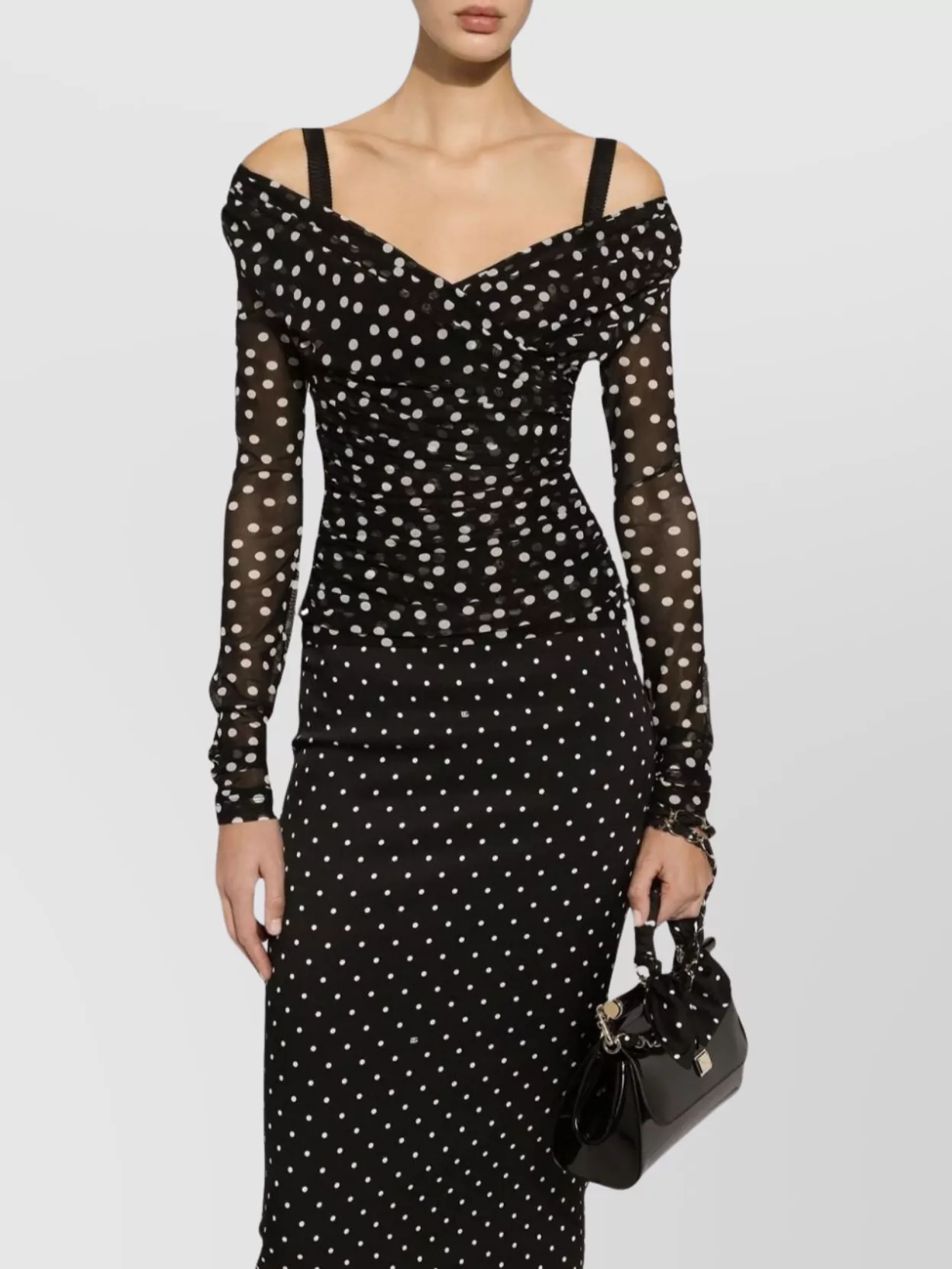 Dolce&Gabbana Sleeveless Polka Dot Top With Sheer Sleeves