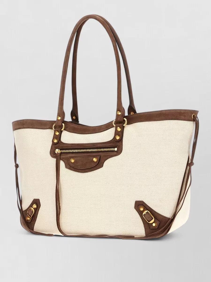 Balenciaga Le City Medium Linen Suede Tote Bag