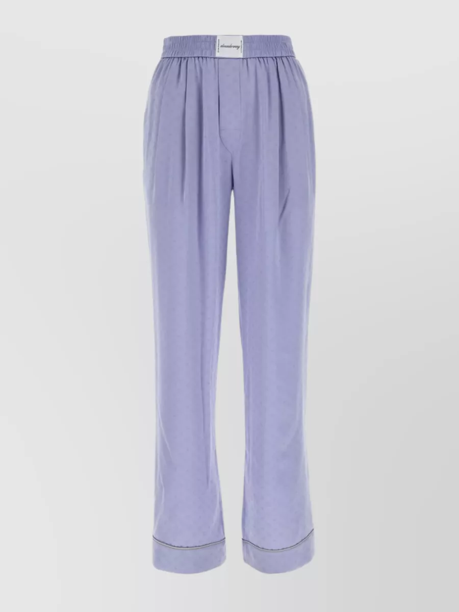 Shop Alexander Wang Silk Satin Wide-leg Trousers With Elastic Waistband In Purple