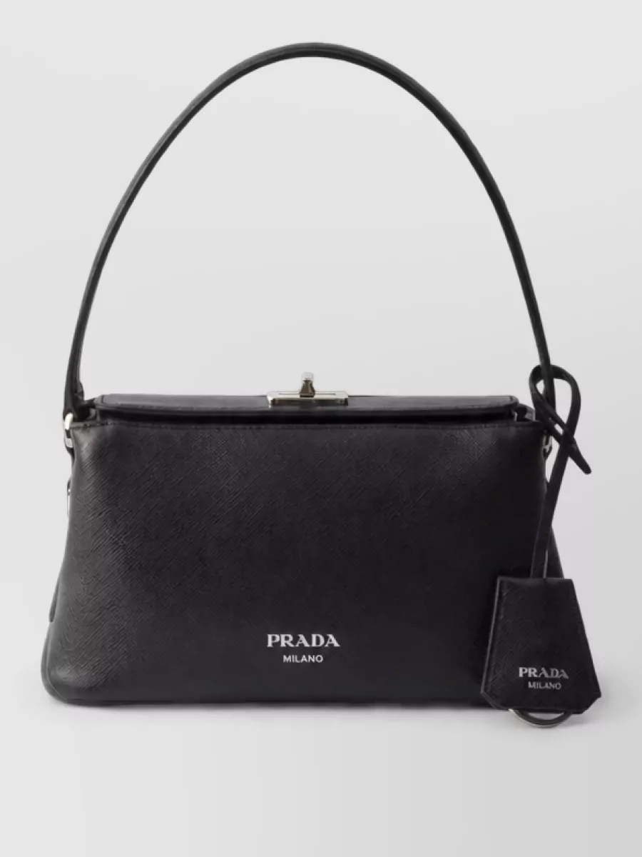 Prada midi leather clutch bag