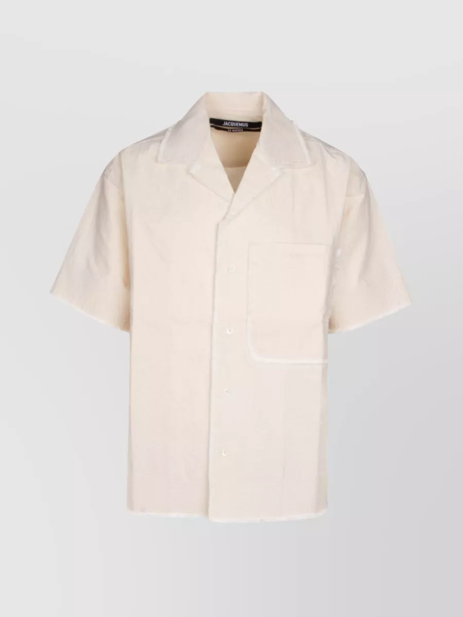 Shop Jacquemus Pocketed Short Sleeve Shirt In Cream