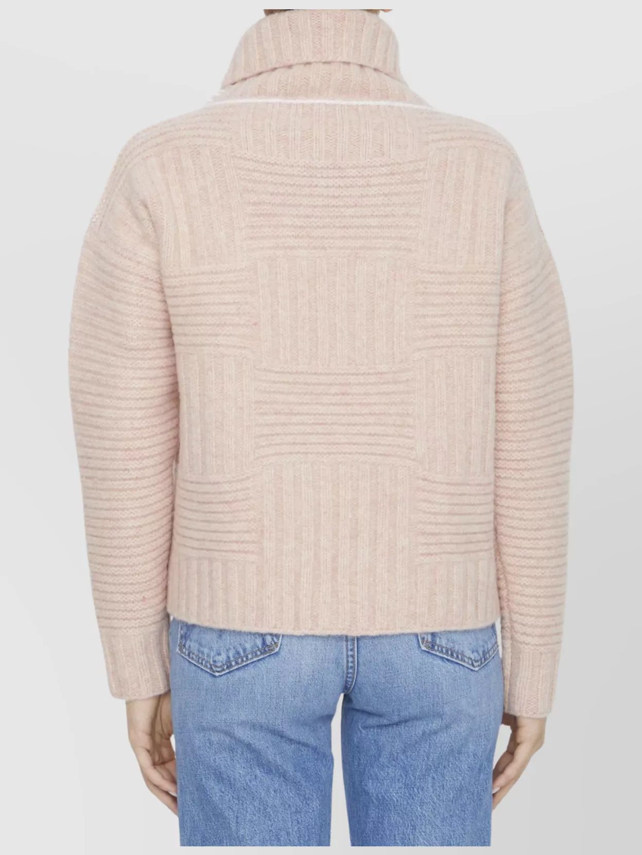 Bottega Veneta Ribbed Pattern Wool Turtleneck Sweater