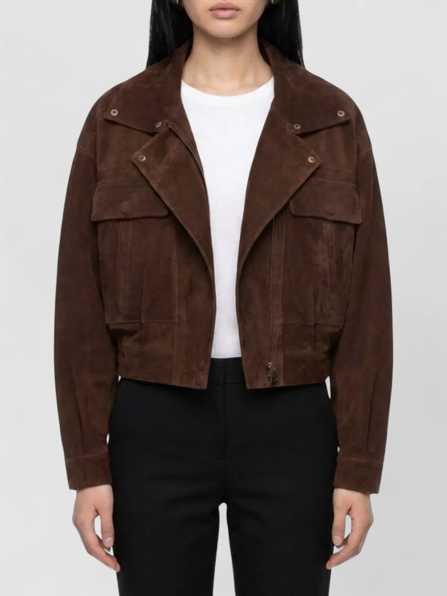 Saint Laurent Leather gathered-waist short jacket