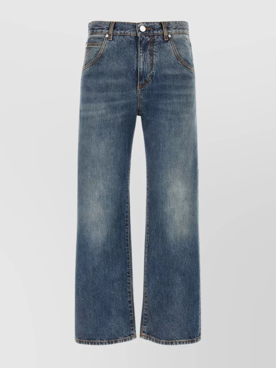 Shop Etro Wide-cut Faded Denim Trousers In Blue