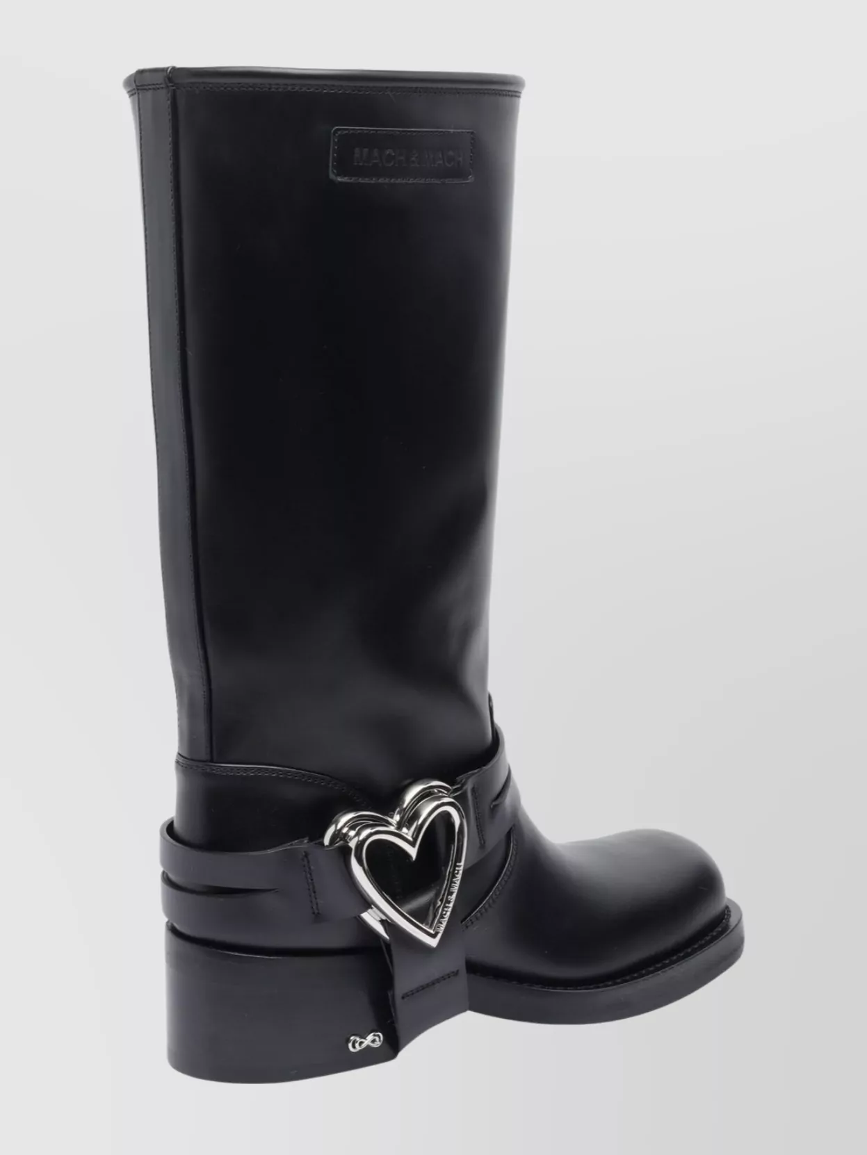 Mach & Mach Heart Detail Knee-High Block Heel Boots