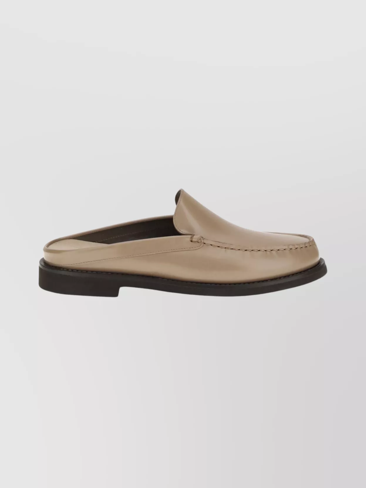 Brunello Cucinelli Leather Slip-On Sandals Round Toe