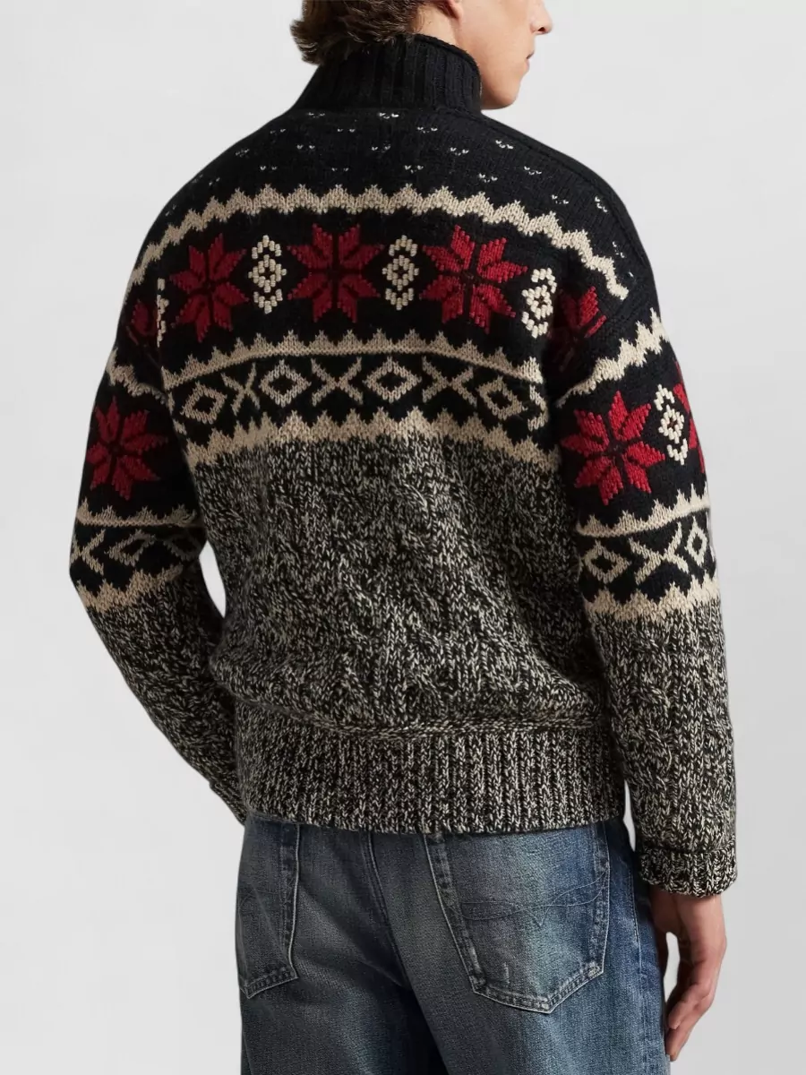 Ralph Lauren Logo Knit Turtleneck Sweater Button Detail