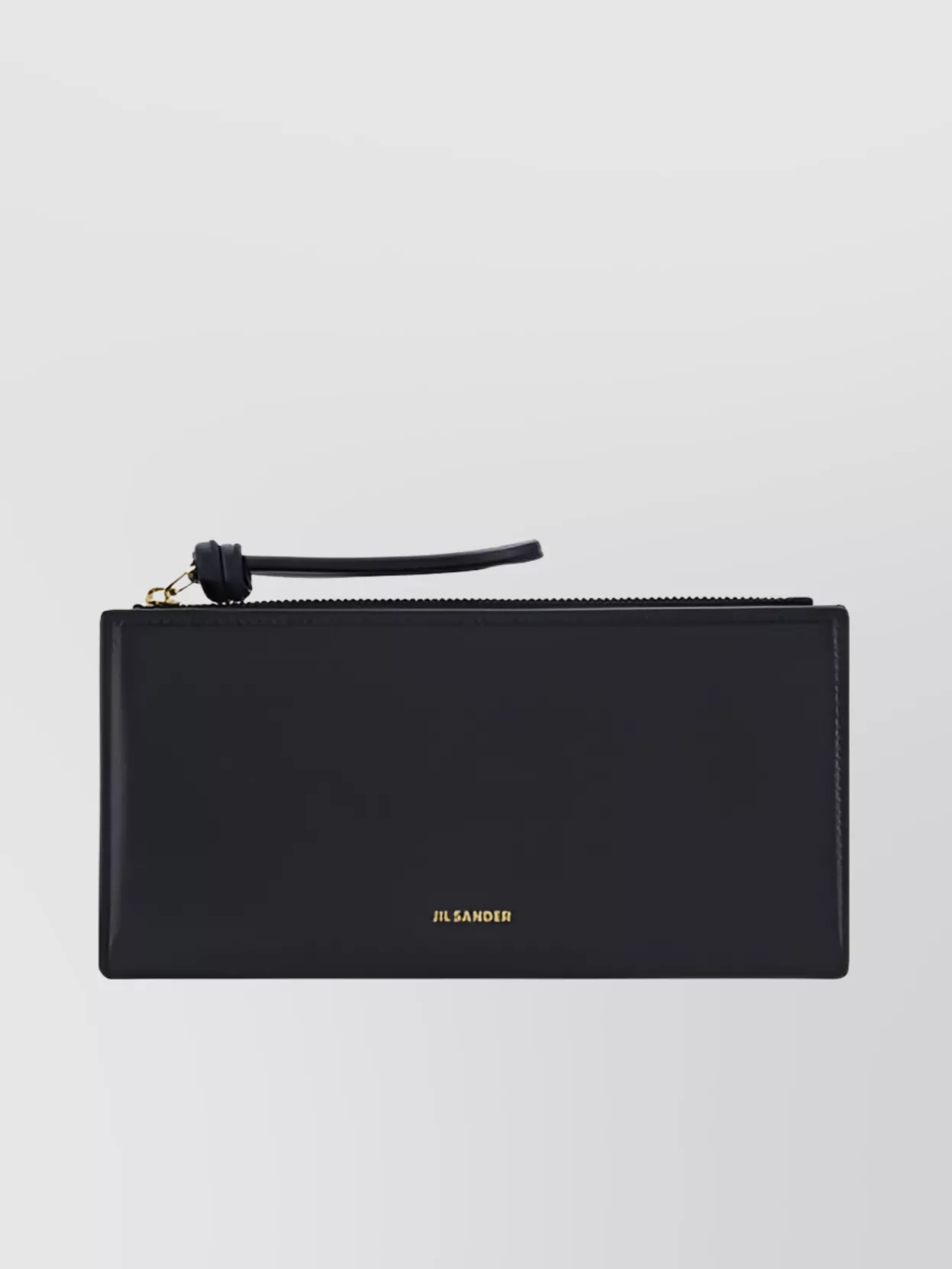 Shop Jil Sander Leather Wallet With Gold Hardware And Wrist Strap