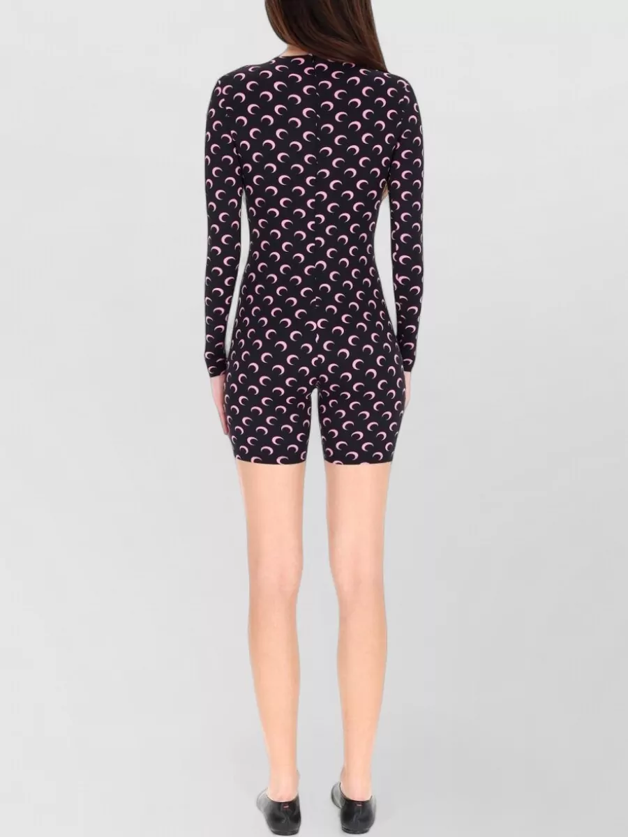 Marine Serre Allover Print Stretch Dress Crew Neck