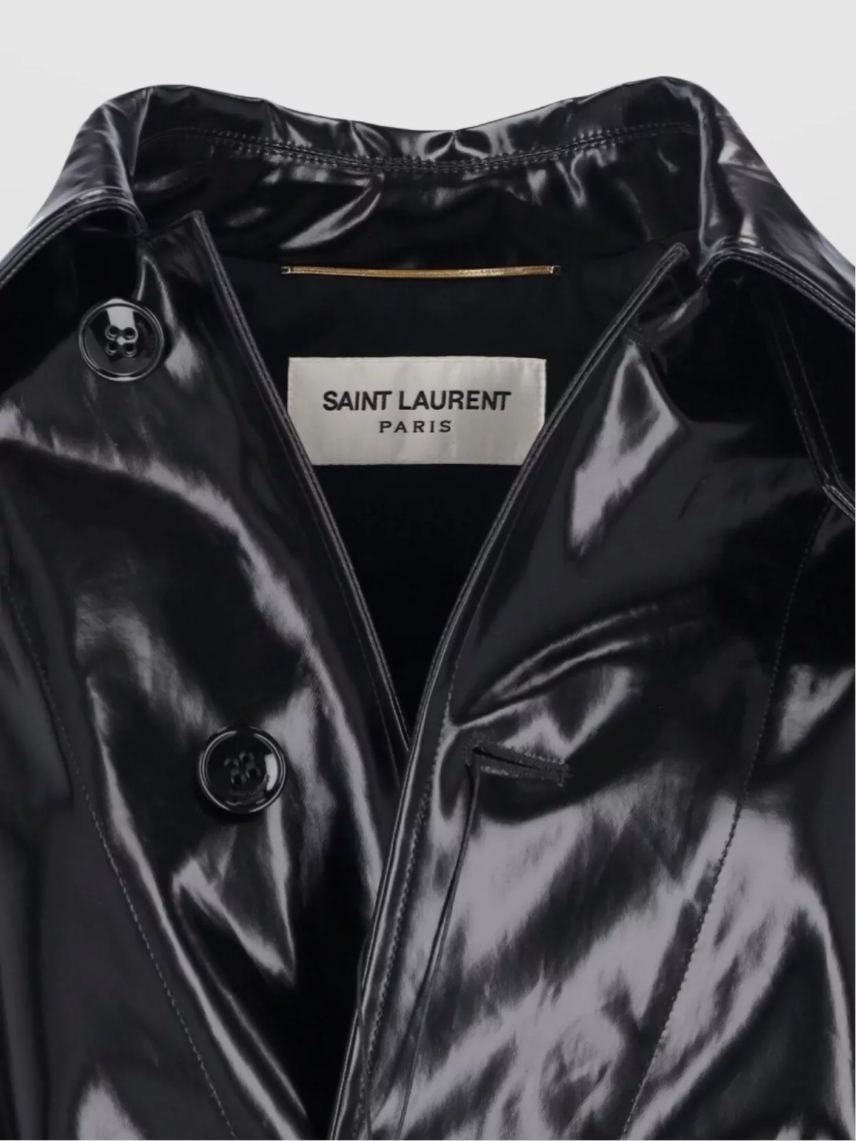 Saint Laurent Belted Waist Long Length Shiny Finish