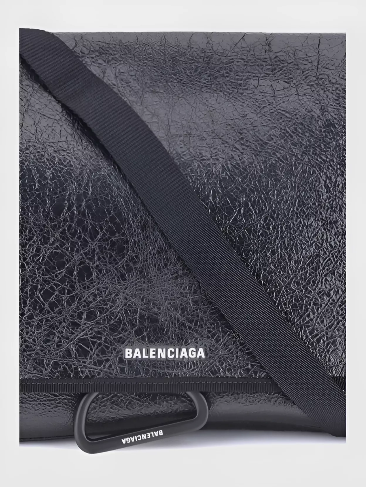 Balenciaga Textured Finish Shoulder Bag With Adjustable Strap In Black