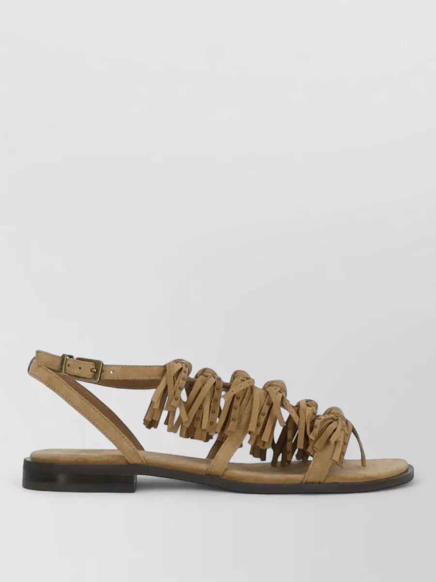 Ash Leather Studded Flat Sandals