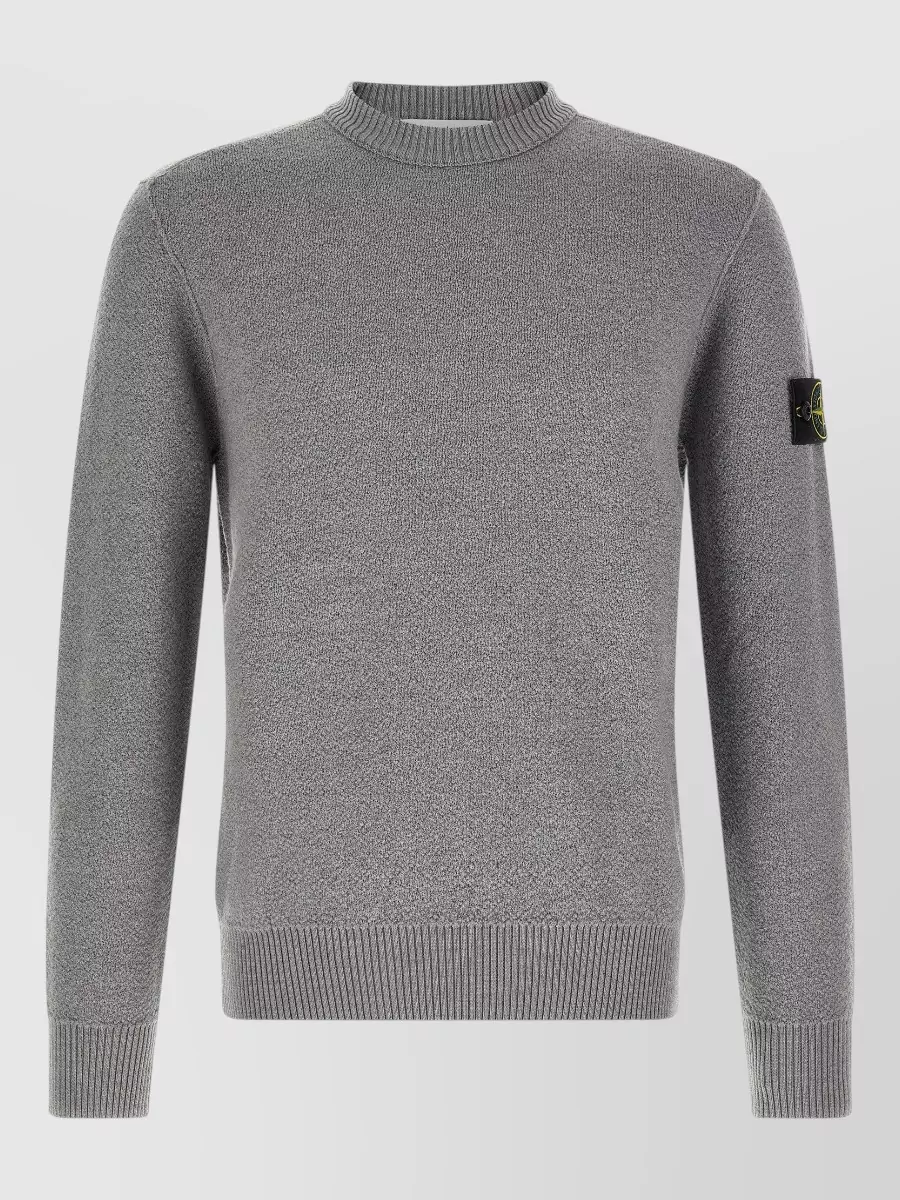 Stone Island virgin wool textured knit crew neck sweater