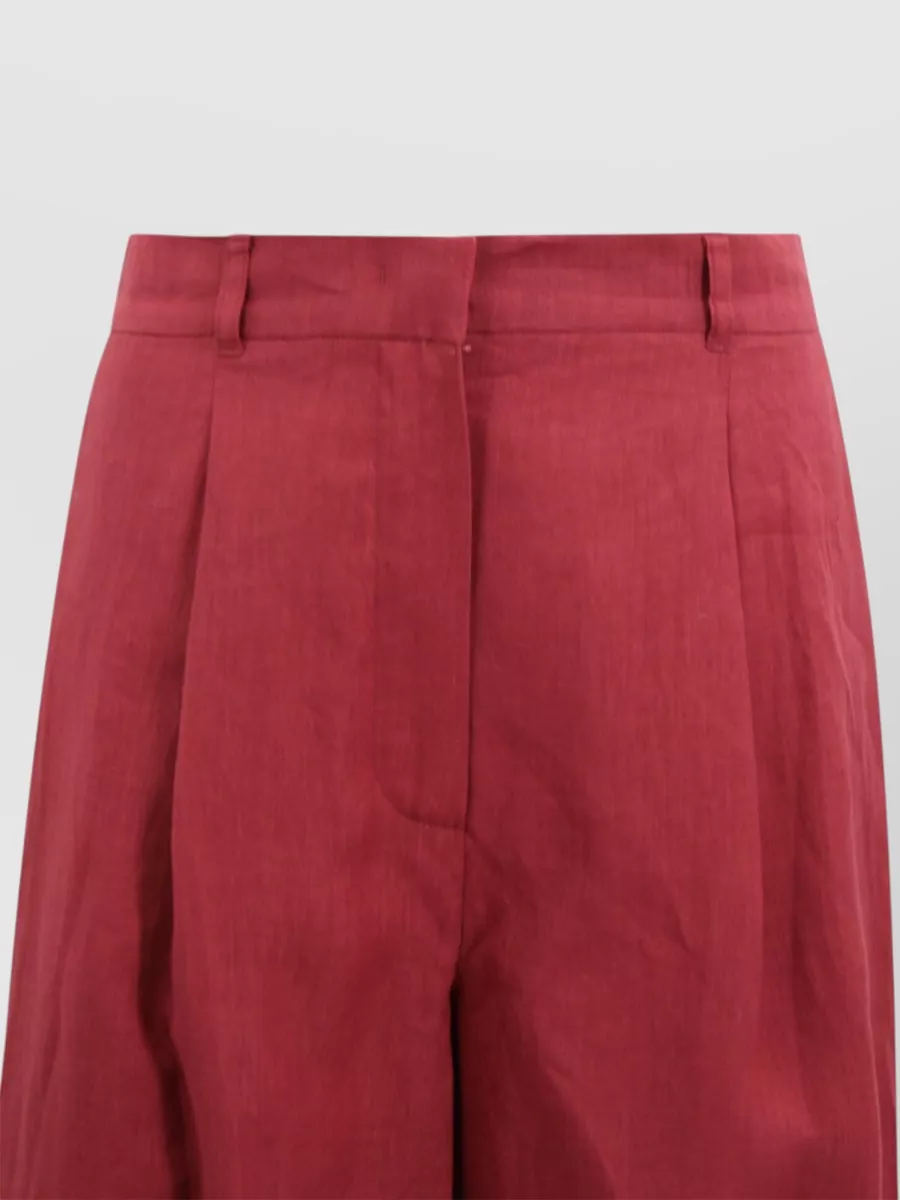 S Max Mara Linen High-Rise Wide-Leg Bermuda Shorts